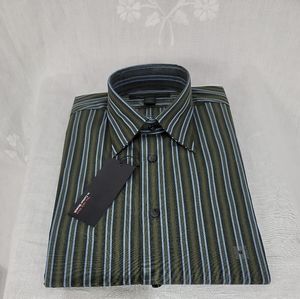 Express  1MX Design Studio Modern Fit Mens Striped Long Sleeve Shirt M 15 . New